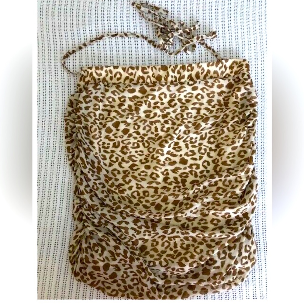 PRINCESS POLLY Romance Ruched Mini Skirt Leopard